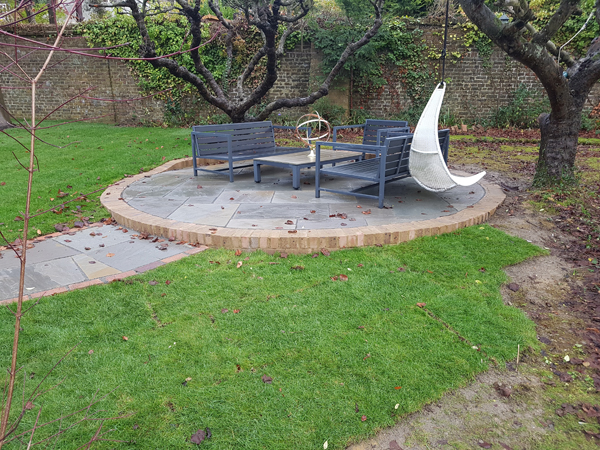 Image of Circular Patio With Brick Edge Completed By DB Works